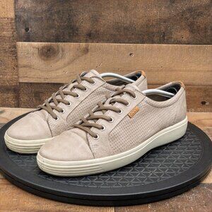 ECCO SOFT STREET SNEAKERS MENS CASUAL SHOES TAN LEATHER PERFORATED SIZE 12/46EU